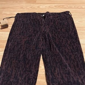 Mango Slim Fit Printed Cords, Purple & Black, Size 6, NWT